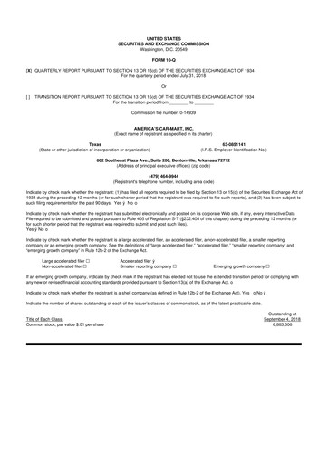 Thumbnail America's Car-Mart 10-Q Quarterly Report FY2019 