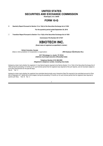 Thumbnail XBiotech 10-Q Quarterly Report FY2018 