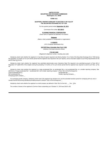Thumbnail Flushing Financial Corp 10-Q Quarterly Report FY2018 