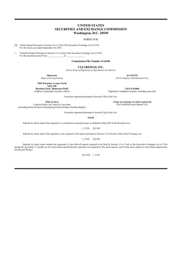 Thumbnail Clearfield 10-K Annual Report 2018