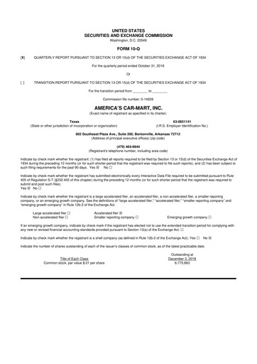 Thumbnail America's Car-Mart 10-Q Quarterly Report FY2019 