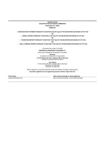 Thumbnail Brookfield Renewable Partners 20-F Annual Report 2018