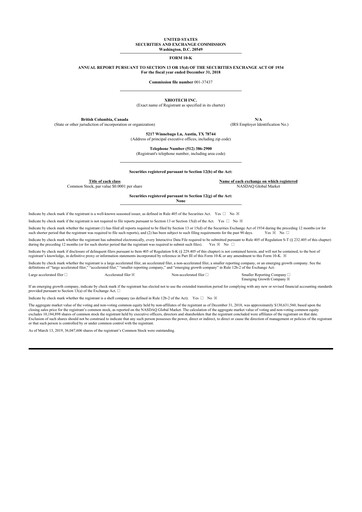 Thumbnail XBiotech 10-K Annual Report 2018