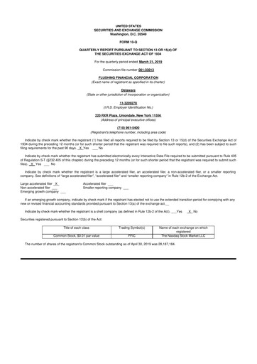 Thumbnail Flushing Financial Corp 10-Q Quarterly Report FY2019 