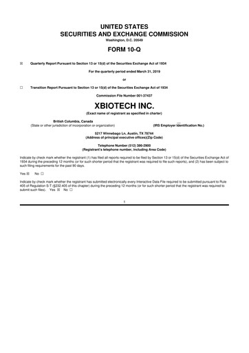 Thumbnail XBiotech 10-Q Quarterly Report FY2019 