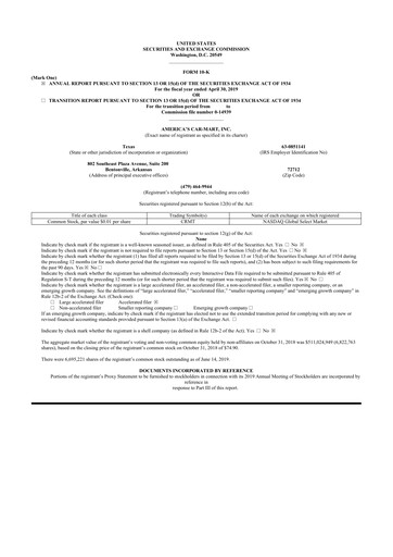 Thumbnail America's Car-Mart 10-K Annual Report 2019