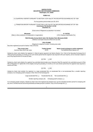 Thumbnail Clearfield 10-Q Quarterly Report FY2019 