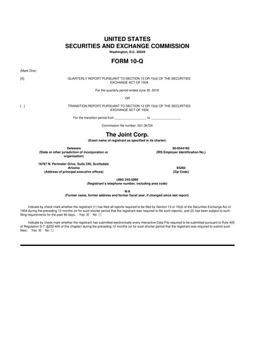 Thumbnail The Joint Corp. 10-Q Quarterly Report FY2019 