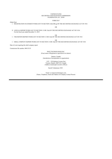 Thumbnail POET Technologies 20-F Annual Report 2019