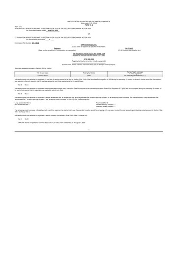 Thumbnail UFP Technologies
 10-Q Quarterly Report FY2020 