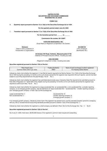Thumbnail Harvard Bioscience 10-Q Quarterly Report FY2020 