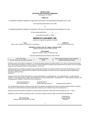 Thumbnail America's Car-Mart 10-Q Quarterly Report FY2021 