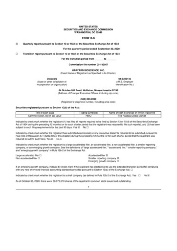 Thumbnail Harvard Bioscience 10-Q Quarterly Report FY2020 