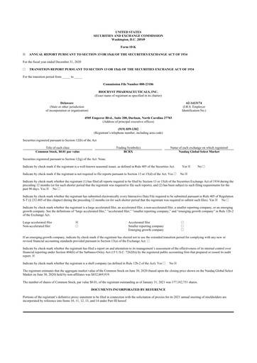 Thumbnail BioCryst Pharmaceuticals
 10-K Annual Report 2020