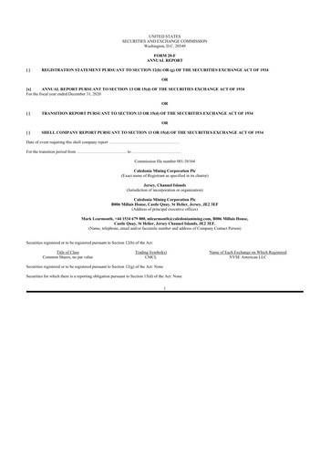 Thumbnail Caledonia Mining 20-F Annual Report 2020