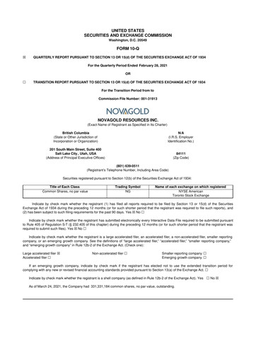Thumbnail NovaGold Resources
 10-Q Quarterly Report FY2021 