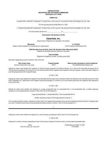 Thumbnail Clearfield 10-Q Quarterly Report FY2021 