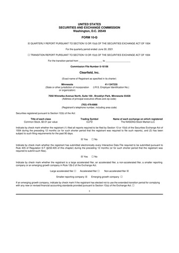 Thumbnail Clearfield 10-Q Quarterly Report FY2021 