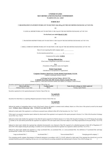 Thumbnail Portage Biotech 20-F Annual Report 2021