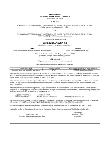 Thumbnail America's Car-Mart 10-Q Quarterly Report FY2022 
