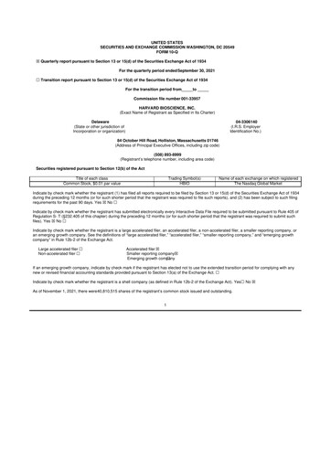 Thumbnail Harvard Bioscience 10-Q Quarterly Report FY2021 