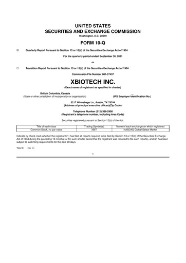 Thumbnail XBiotech 10-Q Quarterly Report FY2021 