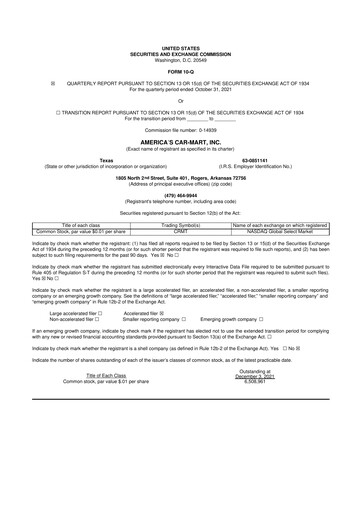 Thumbnail America's Car-Mart 10-Q Quarterly Report FY2022 