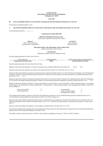 Thumbnail BioCryst Pharmaceuticals
 10-K Annual Report 2021