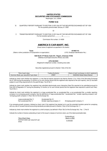 Thumbnail America's Car-Mart 10-Q Quarterly Report FY2022 
