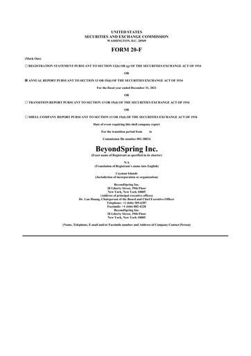 Thumbnail BeyondSpring 20-F Annual Report 2021