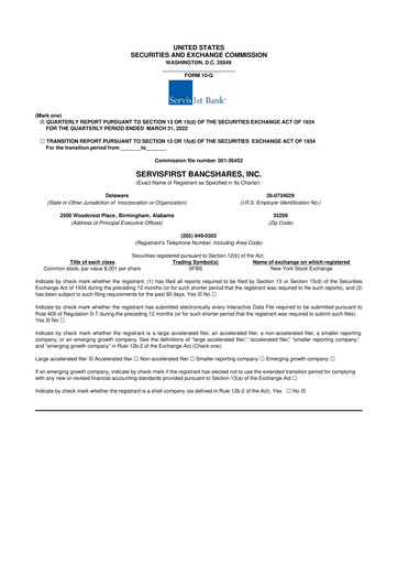 Vorschaubild ServisFirst Bancshares 10-Q Quartalsbericht 2021 