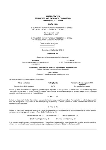 Thumbnail Clearfield 10-Q Quarterly Report FY2022 