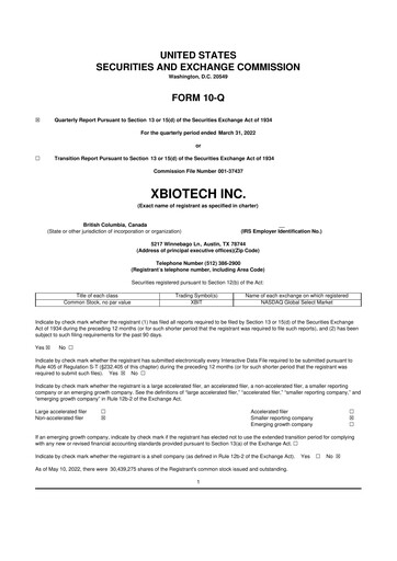 Thumbnail XBiotech 10-Q Quarterly Report FY2022 