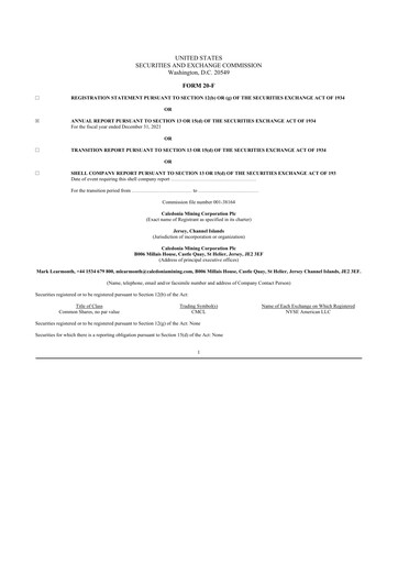 Thumbnail Caledonia Mining 20-F Annual Report 2021