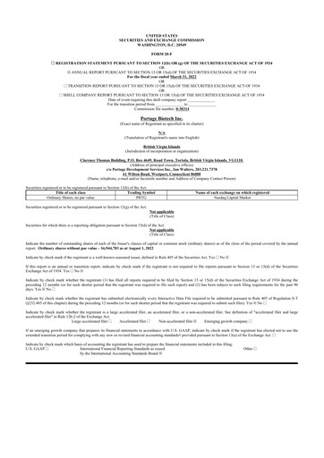 Thumbnail Portage Biotech 20-F Annual Report 2022