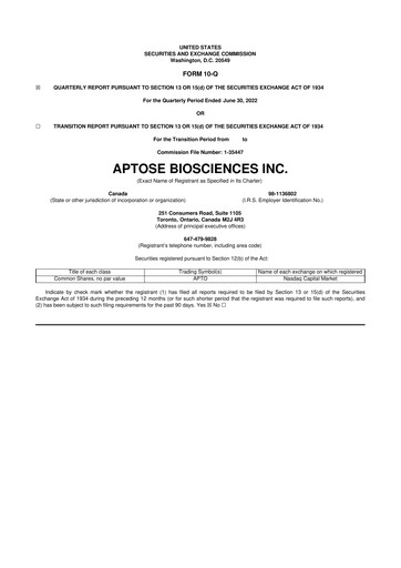 Thumbnail Aptose Biosciences 10-Q Quarterly Report FY2022 