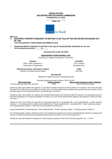 Vorschaubild ServisFirst Bancshares 10-Q Quartalsbericht 2021 