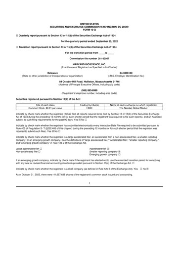 Thumbnail Harvard Bioscience 10-Q Quarterly Report FY2022 
