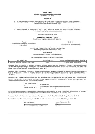 Thumbnail America's Car-Mart 10-Q Quarterly Report FY2023 