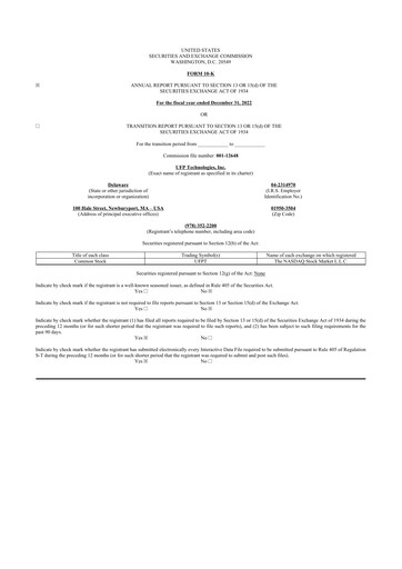 Thumbnail UFP Technologies
 10-K Annual Report 2022