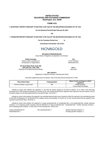 Thumbnail NovaGold Resources
 10-Q Quarterly Report FY2023 
