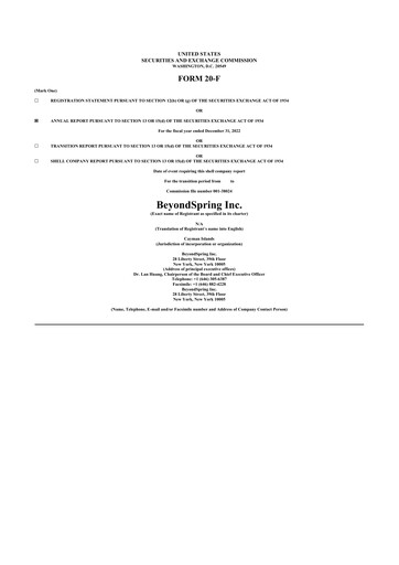 Thumbnail BeyondSpring 20-F Annual Report 2022