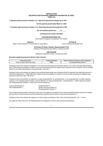 Thumbnail Harvard Bioscience 10-Q Quarterly Report FY2023 