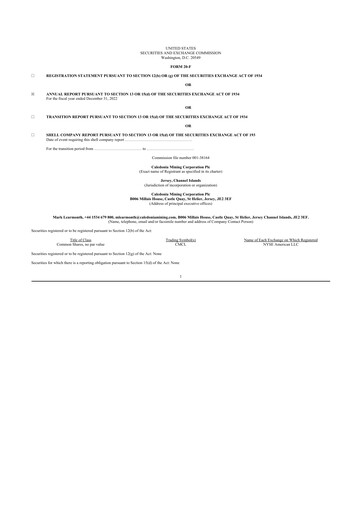 Thumbnail Caledonia Mining 20-F Annual Report 2022