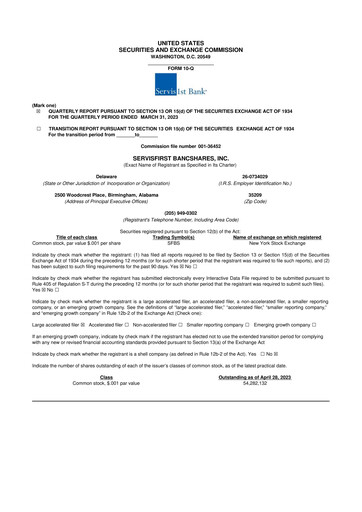 Vorschaubild ServisFirst Bancshares 10-Q Quartalsbericht 2023 