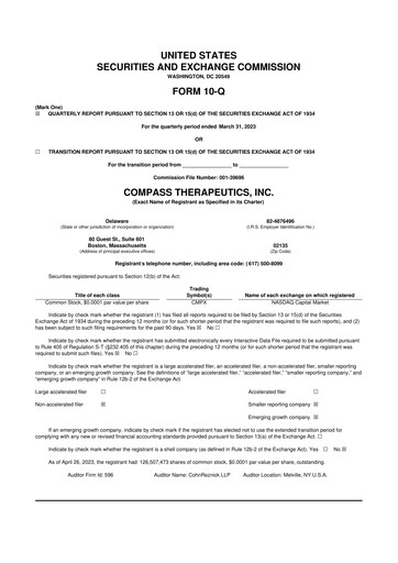 Thumbnail Compass Therapeutics 10-Q Quarterly Report FY2023 