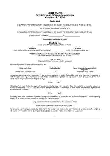 Thumbnail Clearfield 10-Q Quarterly Report FY2023 