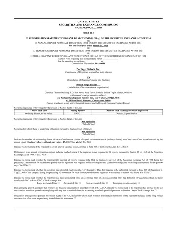 Thumbnail Portage Biotech 20-F Annual Report 2022