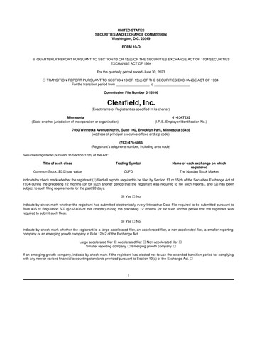 Thumbnail Clearfield 10-Q Quarterly Report FY2023 