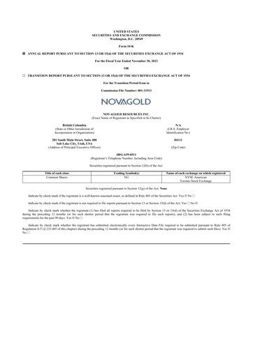 Thumbnail NovaGold Resources
 10-K Annual Report 2023